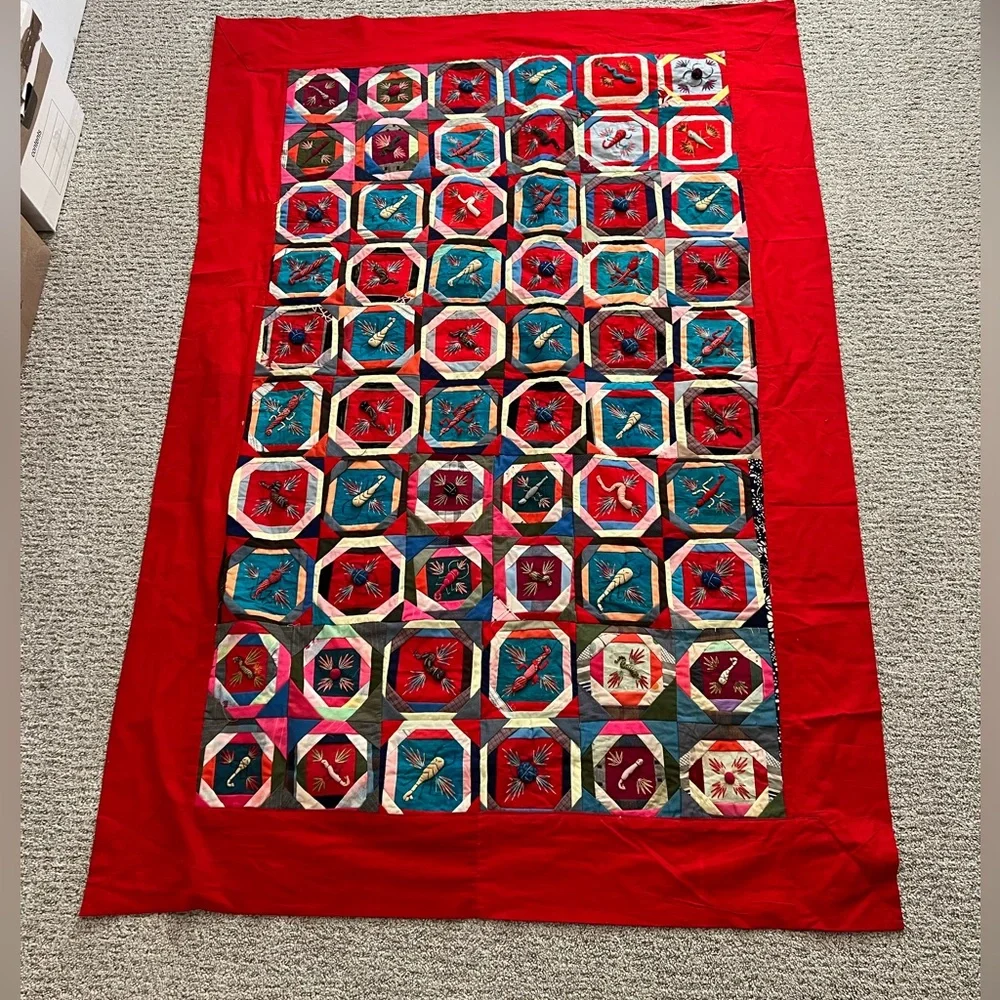 Handmade Chinese Quilt Bai Jia Bei Patchwork The One hundred family 70 X 48
